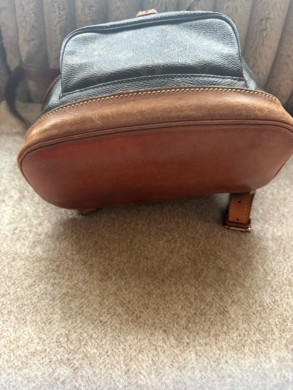 Louis Vuitton Dark Brown Monogram Canvas Backpack with Tan Trim - Picture 5 of 6